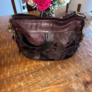 Vintage Coach Zoe Mosaic Shoulder Bag Chocolate Brown Y2K